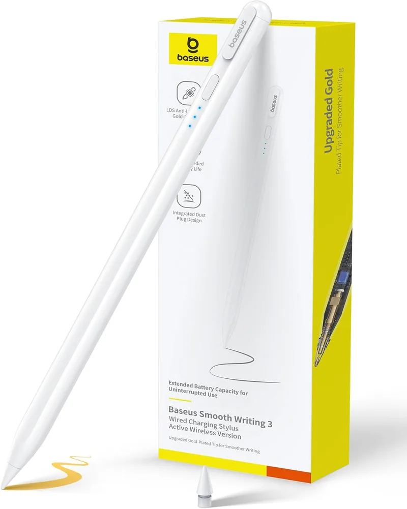 Baseus ▫️ 【Original 1:1】 Lápis compatível com iPad 2018-2025, ligação sem fios, 32 funções, 17 horas de autonomia, Pencil para iPad 6/7/8/9/10, Pro 11“/12,9“/13'', Air 3/4/5/6, Mini 5/6