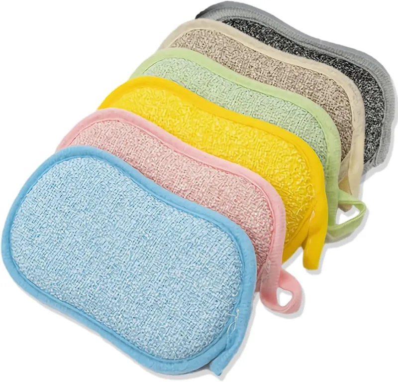 XYTAHDM ▫️ 6 Esponjas de cozinha em microfibra que não riscam, esponjas de cozinha duradouras de dupla face, para esfregar alimentos sujos ou queimados difíceis de remover em panelas e pratos.
