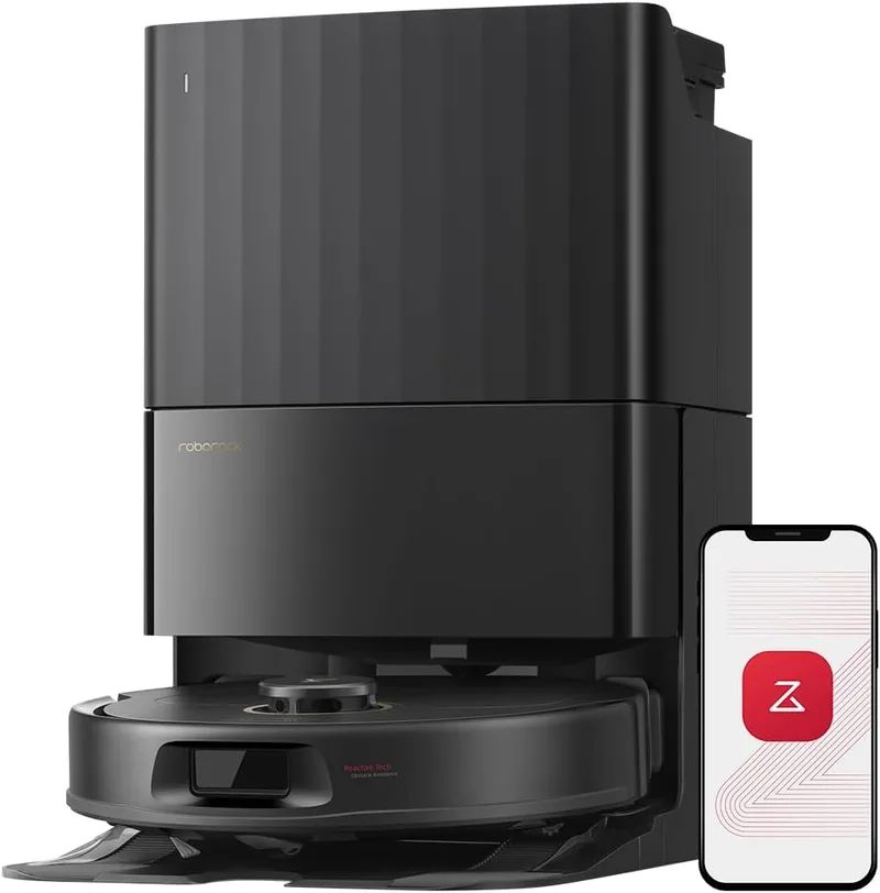 roborock ▫️ Aspirador de pó Qrevo S5V Robot Aspiração 12.000Pa, escova dupla anti-emaranhado, prevenção inteligente de obstáculos, esfregona de elevação dupla giratória, esvaziamento e recarga automáticos, preto