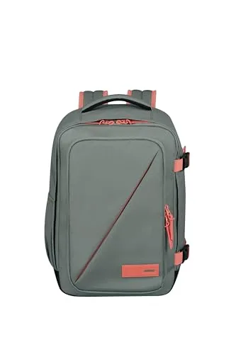 American Tourister ▫️ Take2Cabin - Ryanair Mala de Cabine 25 x 20 x 40 cm, 24 l, 0,50 kg, Bagagem de Mão, Mochila de Avião Tamanho S para Colocar Debaixo do Assento, Grau/Rosa (Sage/Coral) 2