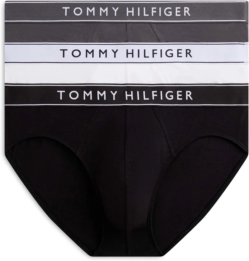 Tommy Hilfiger ▫️ Cuecas Hip Briefs, Conjunto de 3 para Homem, com logótipo na cintura