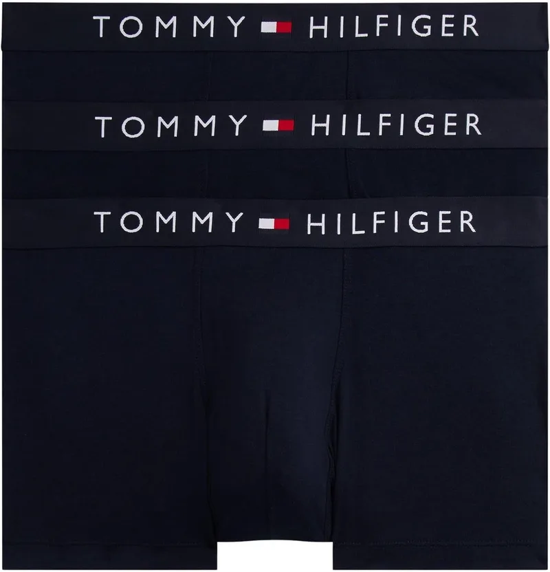 Tommy Hilfiger ▫️ Cuecas boxer para homem 3 unidades Cuecas para homem com cintura com logótipo