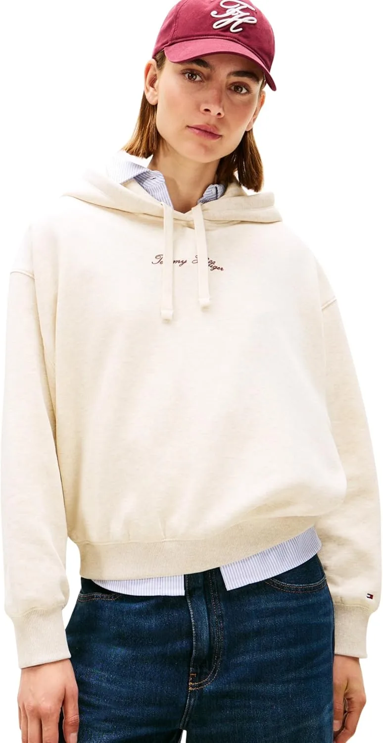 Tommy Hilfiger ▫️ Casaco com capuz Classic Script Fleece Ww0ww47459 Casaco com capuz para mulher