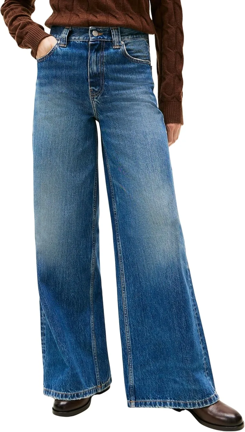 Tommy Hilfiger ▫️ Dnm Kris 70's Perna Larga HW Ww0ww46731 - Outros Jeans Mulher