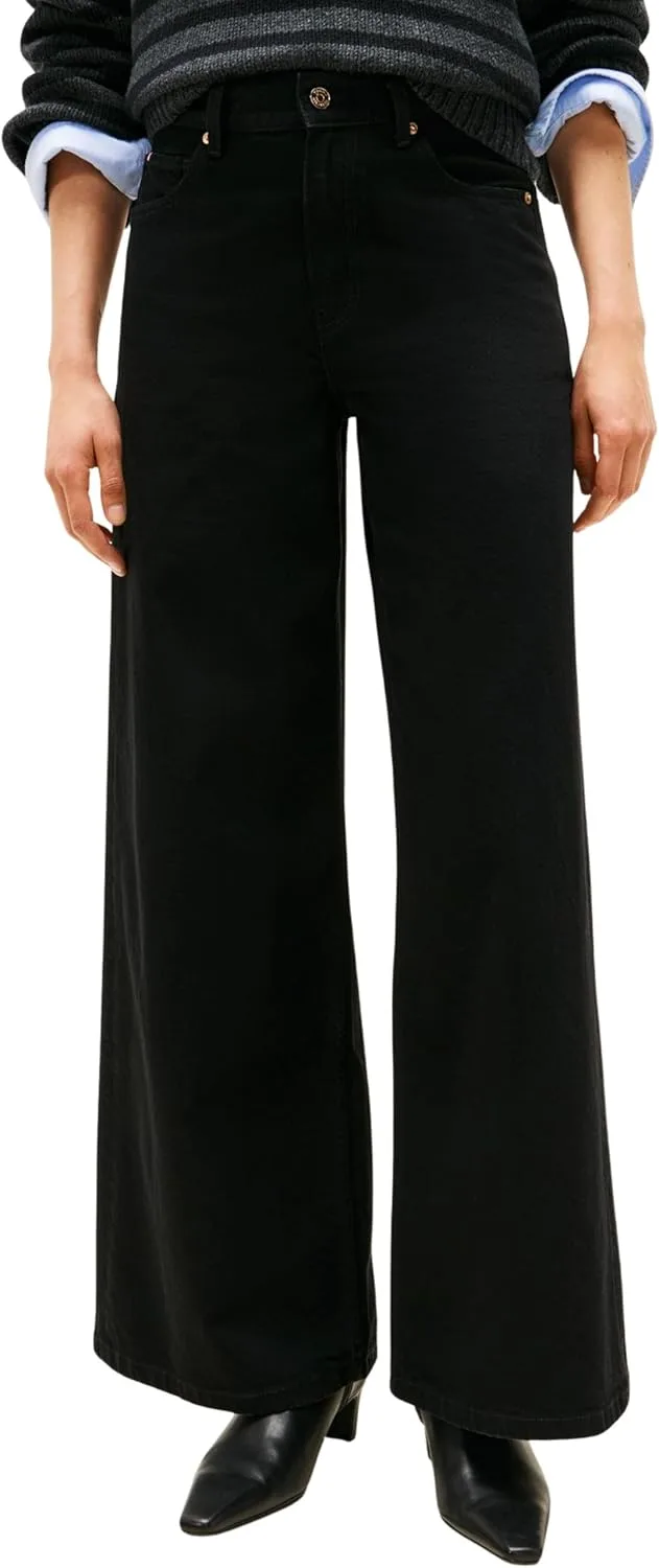 Tommy Hilfiger ▫️ Calças de ganga para mulher Preto 70'S perna larga