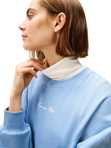 Tommy Hilfiger ▫️ Classic Script Terry Sweatshirt Ww0ww48269 Camisola sem botões para mulher 4