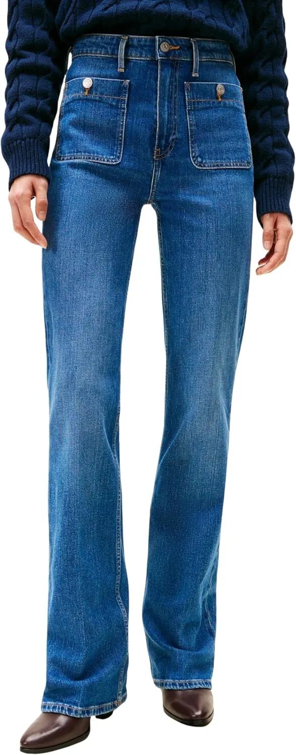 Tommy Hilfiger ▫️ Calças de ganga para mulher, modelo FLO, corte bootcut, cintura alta