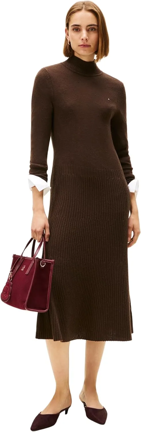 Tommy Hilfiger ▫️ Soft Wool LS Mock-nk Swt Dress Ww0ww47303 Vestido tipo camisola para mulher
