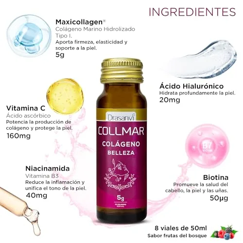 Drasanvi ▫️ Colagénio Collmar Líquido para Beber, Ácido Hialurónico, Vitamina C 3