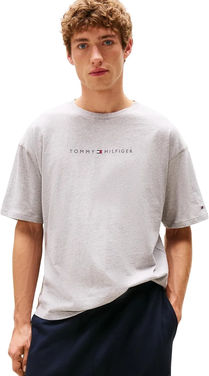 Tommy Hilfiger ▫️ Camiseta de manga curta para homem com logótipo e gola redonda