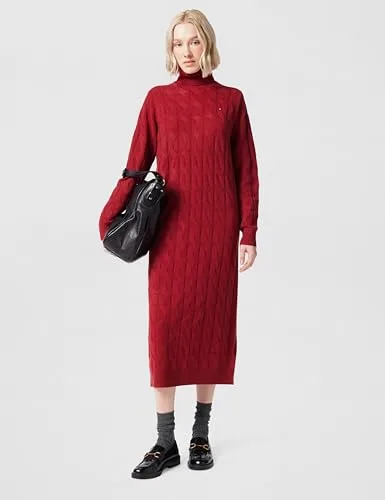 Tommy Hilfiger ▫️ Soft Wool Cable Roll-nk LS Dress Ww0ww46429 Vestido tipo camisola para mulher 3