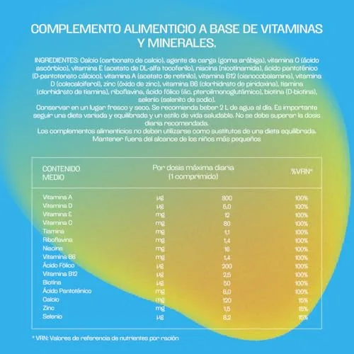 Bicentury ▫️ Multivitaminas e Minerais - 15 nutrientes essenciais, vitaminas A, B, C, D, E e K, zinco, selénio, cálcio e muito mais. Sem alergénios. 360 comprimidos, até um ano de produto no formato familiar. 6