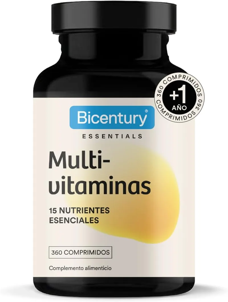 Bicentury ▫️ Multivitamins & Minerals - 15 Nutrientes Essenciais, Vitaminas A B C D E K, Zinco, Selénio, Cálcio e muito mais. Sem glúten, sem lactose, vegan. 360 comprimidos, 1 ano de fornecimento
