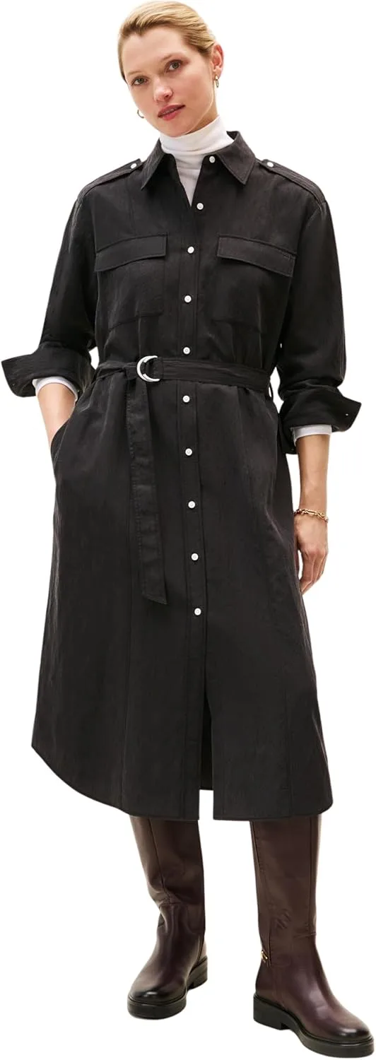 Tommy Hilfiger ▫️ Vestido com camisa e cinto Fluid Utility Midi para mulher