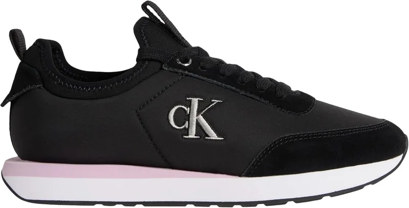 Calvin Klein ▫️ Ténis Runner para mulher, estilo retro, com meia em nylon e logótipo