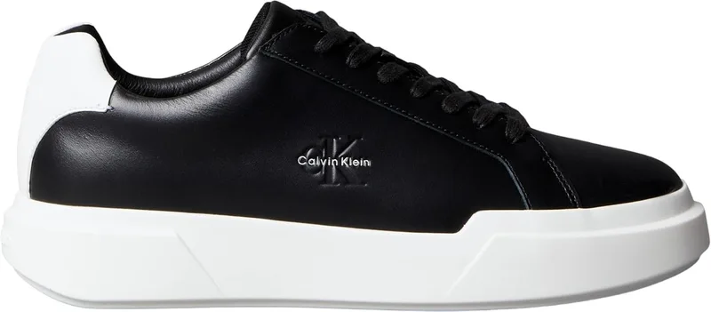 Calvin Klein ▫️ Ténis com sola cupsole para homem, estilo chunky, com atacadores, em pele