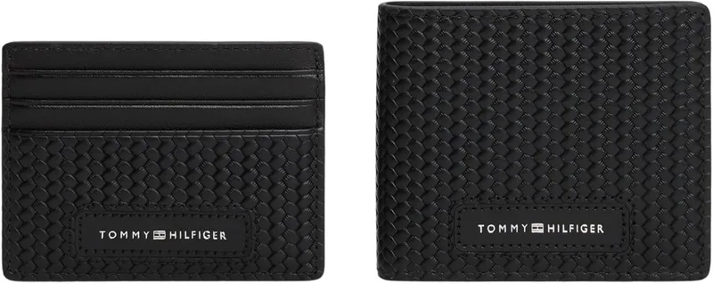 Tommy Hilfiger ▫️ Porta-CC TH e Mini Carteira CC para homem AM0AM13605, Embalagem para oferta, Preto (preto), Tamanho único, Preto (preto), Tamanho único