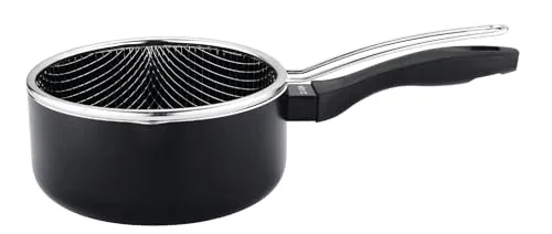 VIER ▫️ Panela de fritura por indução em alumínio antiaderente, Ø 18 cm, capacidade de 2,15 litros (72,8 Oz), base para indução compatível com todos os tipos de fogões, pega ergonómica isolante, bico de servir. 2