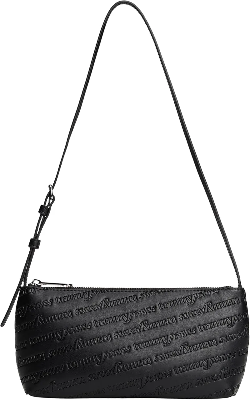 Tommy Jeans TJW Must AOP AW0AW17867 - Bolsa de ombro feminina, cor preta (preta), Tamanho único, Preto (preto), Tamanho único