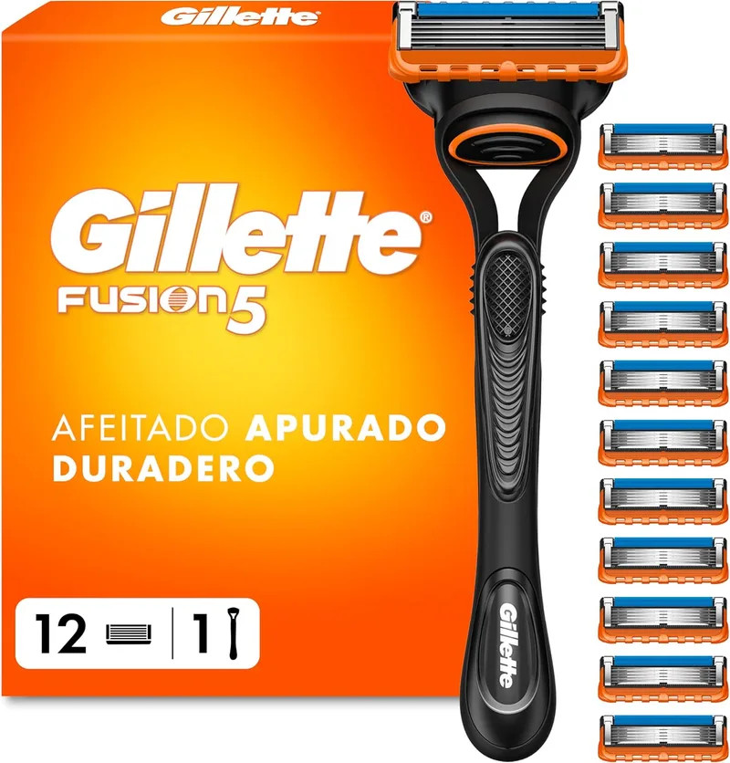 Gillette ▫️ Fusion5 – Máquina de barbear para homem com 12 lâminas de substituição