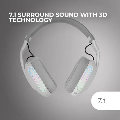 Mars Gaming ▫️ MHW-Pro, Auscultadores de jogos sem fios ARGB Flow, Som envolvente 3D 7.1, Bluetooth 5.3 + 2,4 GHz + tomada de 3,5 mm, Design ergonómico ultraleve, Microfone duplo, Multiplataforma, Branco 2