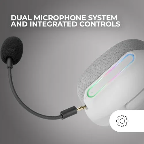 Mars Gaming ▫️ MHW-Pro, Auscultadores de jogos sem fios ARGB Flow, Som envolvente 3D 7.1, Bluetooth 5.3 + 2,4 GHz + tomada de 3,5 mm, Design ergonómico ultraleve, Microfone duplo, Multiplataforma, Branco 5