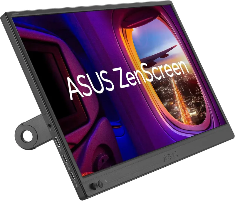 ASUS ▫️ ZenScreen MB169CK – Monitor USB portátil de 16 polegadas, 15,6 polegadas de área visível, Full HD, IPS, duas portas USB Tipo C, antirreflexo, filtro de luz azul, superfície antirreflexo, suporte giratório de 360°