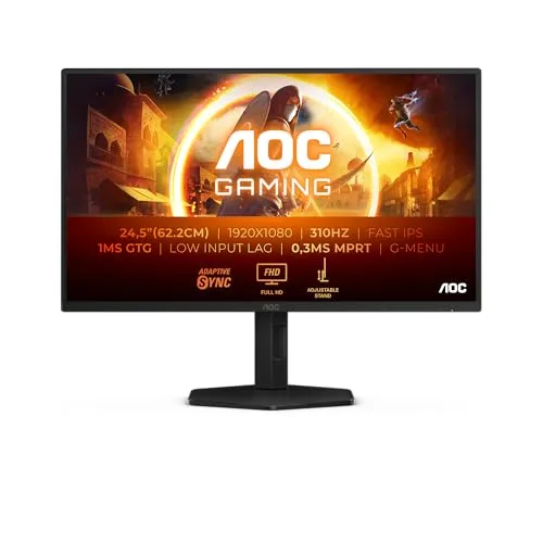 AOC ▫️ Monitor de jogos 25G4SXU de 25 polegadas, 310 Hz, painel Fast IPS, 1 ms GtG, HDR400, Compatível com G-Sync, Altura Ajustável, (1920x1080, 2x HDMI 2.0, 1x DP 1.4, Hub USB) Preto 2