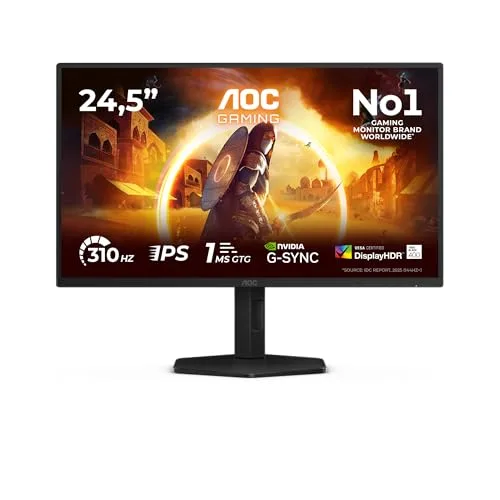 AOC ▫️ Monitor de jogos 25G4SXU de 25 polegadas, 310 Hz, painel Fast IPS, 1 ms GtG, HDR400, Compatível com G-Sync, Altura Ajustável, (1920x1080, 2x HDMI 2.0, 1x DP 1.4, Hub USB) Preto 5
