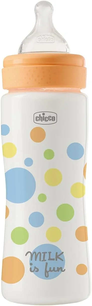 Chicco ▫️ Biberão Perfect Easy Fast Flow, com tetina Physio em silicone macio e acabamento Soft Sense, anticólicos, reduz o refluxo e a irritabilidade, biberão de plástico de 330 ml, a partir dos 4 meses, para menino