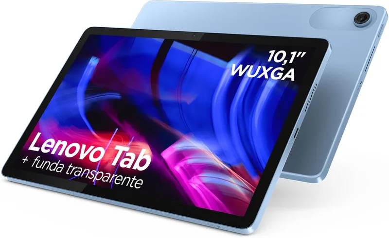 Lenovo ▫️ Tab – Tablet de 10,1" WUXGA (MediaTek Helio G85, 4 GB de RAM, 64 GB, 60 Hz, 2 altifalantes, Wi-Fi 5, Bluetooth 5.3, Android 14) Azul Polar – Inclui capa transparente
