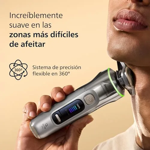 PHILIPS ▫️ i9000 Prestige Ultra, Máquina de barbear elétrica para homem, Máquina de barbear para uso a seco e a húmido, SkinIQ Pro, Base de carregamento, Recarregável, Estojo, Centro de limpeza, Aparador, Aparador nasal, XP9404/38 4