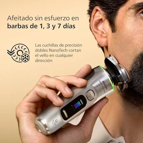 PHILIPS ▫️ i9000 Prestige Ultra, Máquina de barbear elétrica para homem, Máquina de barbear para uso a seco e a húmido, SkinIQ Pro, Base de carregamento, Recarregável, Estojo, Centro de limpeza, Aparador, Aparador nasal, XP9404/38 5