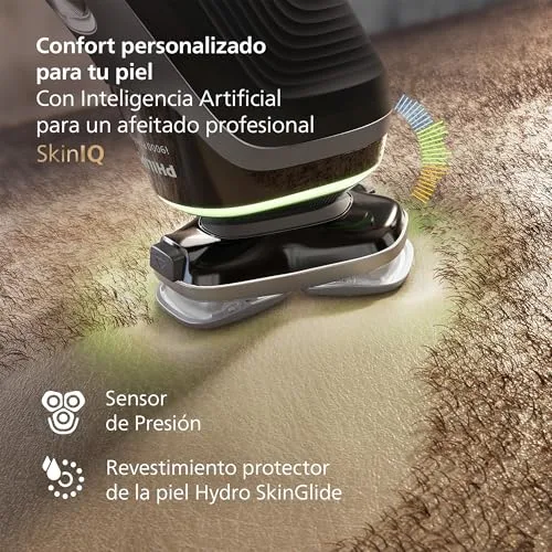 PHILIPS ▫️ i9000 Prestige, Máquina de barbear elétrica para homem, Máquina de barbear para uso a seco e a húmido, Tecnologia SkinIQ, Base de carregamento, Recarregável, Estojo de viagem, Centro de limpeza, XP9202/30 6