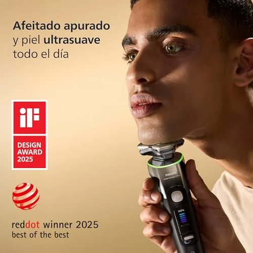 PHILIPS ▫️ i9000 Prestige Ultra, Máquina de barbear elétrica para homem, Máquina de barbear para uso a seco e a húmido, Tecnologia SkinIQ Pro, Base de carregamento, Recarregável, Estojo Premium, Centro de limpeza, XP9405/31 2