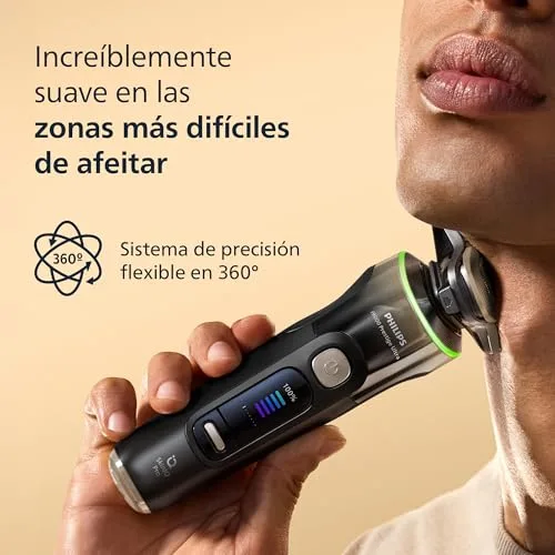 PHILIPS ▫️ i9000 Prestige Ultra, Máquina de barbear elétrica para homem, Máquina de barbear para uso a seco e a húmido, Tecnologia SkinIQ Pro, Base de carregamento, Recarregável, Estojo Premium, Centro de limpeza, XP9405/31 4
