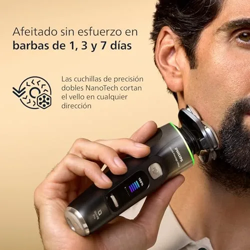PHILIPS ▫️ i9000 Prestige Ultra, Máquina de barbear elétrica para homem, Máquina de barbear para uso a seco e a húmido, Tecnologia SkinIQ Pro, Base de carregamento, Recarregável, Estojo Premium, Centro de limpeza, XP9405/31 5