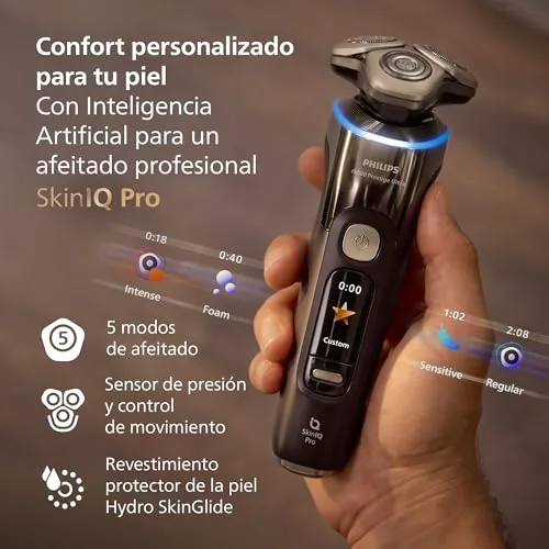 PHILIPS ▫️ i9000 Prestige Ultra, Máquina de barbear elétrica para homem, Máquina de barbear para uso a seco e a húmido, Tecnologia SkinIQ Pro, Base de carregamento, Recarregável, Estojo Premium, Centro de limpeza, XP9405/31 6