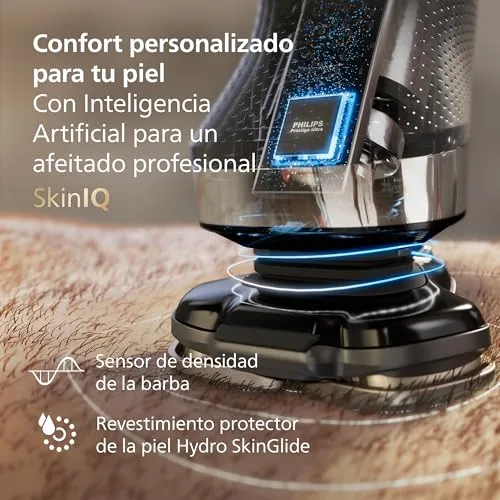 PHILIPS ▫️ i9000, Máquina de barbear elétrica para homem, Máquina de barbear para uso a seco e a húmido, Tecnologia SkinIQ, Base de carregamento, Recarregável, Estojo de viagem, X9000/10 6
