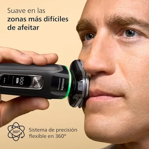 PHILIPS ▫️ i9000 Prestige, Máquina de barbear elétrica para homem, Máquina de barbear para uso a seco e a húmido, Tecnologia SkinIQ, Base de carregamento, Recarregável, Estojo de viagem, Centro de limpeza, XP9207/30 4