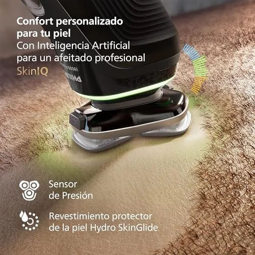 PHILIPS ▫️ i9000 Prestige, Máquina de barbear elétrica para homem, Máquina de barbear para uso a seco e a húmido, Tecnologia SkinIQ, Base de carregamento, Recarregável, Estojo de viagem, Centro de limpeza, XP9207/30 6
