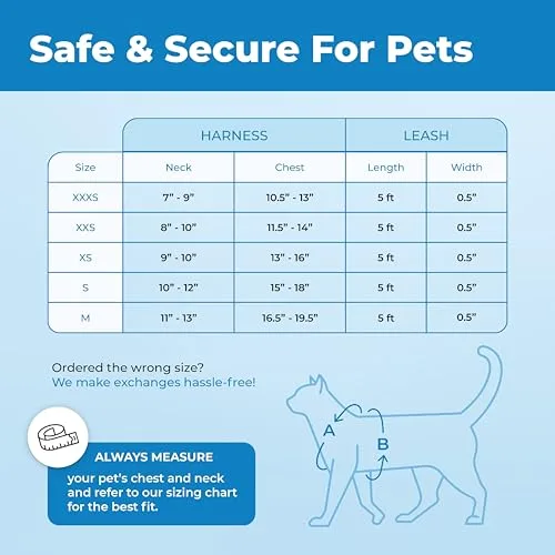 Best Pet Supplies ▫️ Voyager - Conjunto de arnês e trela para gatos à prova de fuga, com costuras refletoras, alça em neoprene de 1,5 m, adequado para gatos pequenos, médios e grandes, bem como para gatinhos 6