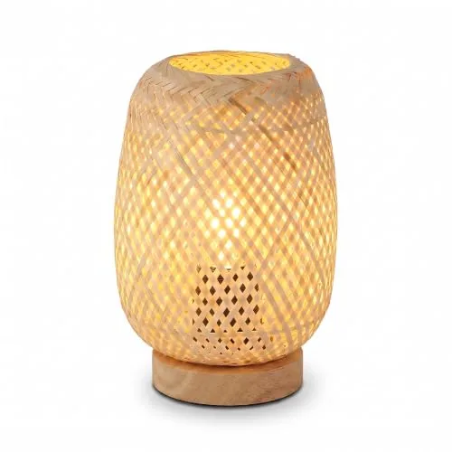 B·LED BARCELONA LED ▫️ BARCELONA LED – Candeeiro de mesa em vime e madeira «Ruka» – Design artesanal com abajur em treliça. Estilo rústico, boho natural. E27 – Candeeiro de mesa ideal para a sala de estar e o quarto. 6