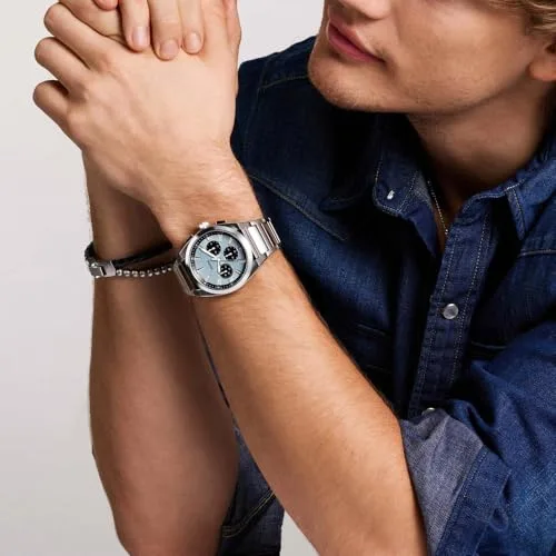 Fossil ▫️ Everett FS6105 - Relógio de pulso analógico em aço inoxidável para homem, 44 mm de diâmetro, cor prateada, prateado, bracelete 2