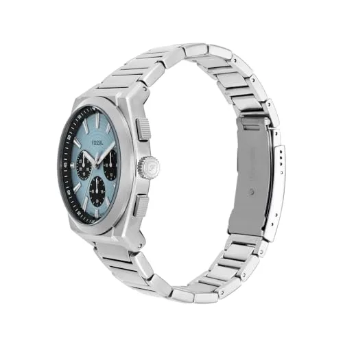 Fossil ▫️ Everett FS6105 - Relógio de pulso analógico em aço inoxidável para homem, 44 mm de diâmetro, cor prateada, prateado, bracelete 3