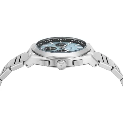 Fossil ▫️ Everett FS6105 - Relógio de pulso analógico em aço inoxidável para homem, 44 mm de diâmetro, cor prateada, prateado, bracelete 4