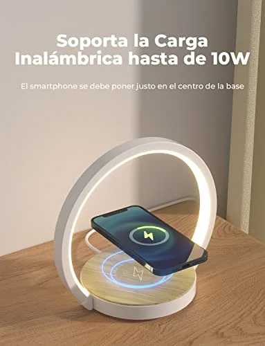 VOSFEEL ▫️ Candeeiro de mesa de cabeceira tátil, com 3 níveis de regulação, candeeiros de mesa de cabeceira com carregador sem fios, luz noturna LED, para o quarto, secretária ou presente 4