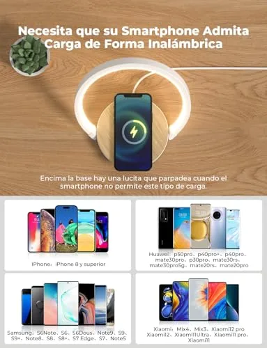VOSFEEL ▫️ Candeeiro de mesa de cabeceira tátil, com 3 níveis de regulação, candeeiros de mesa de cabeceira com carregador sem fios, luz noturna LED, para o quarto, secretária ou presente 5