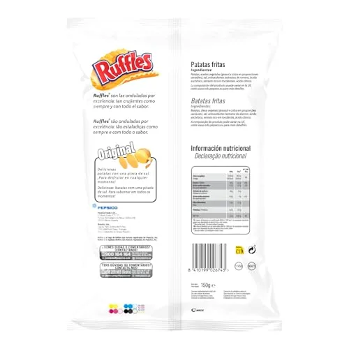 Ruffles ▫️ Original, Batatas Fritas com sal, Produto para aperitivo, embalagem individual, 150 g 2