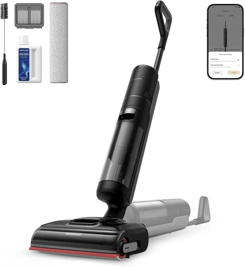DREAME ▫️ H15 Pro Aspirador para limpeza a seco e a húmido com braço robótico GapFree AI DescendReach, cobertura de tripla borda, 21 000 Pa, lavagem da escova a 100 °C, secagem a 90 °C em 5 min, Alcance plano de 180°